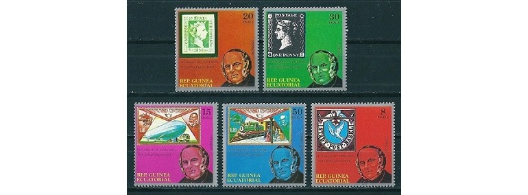 GUINEA ECUATORIALA 1979 - PERSONALITATI,ROWLAND HILL - SERIE DE 5 TIMBRE - NESTAMPILATA - MNH / personalitati72